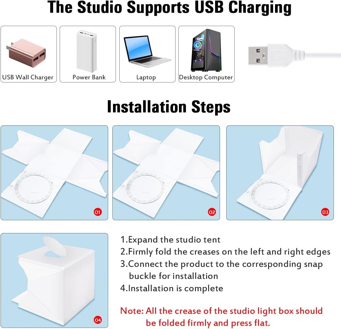 Mini Photo Studio Light Box Tent Kit – Adjustable LED Lighting 6 Color Backdrops