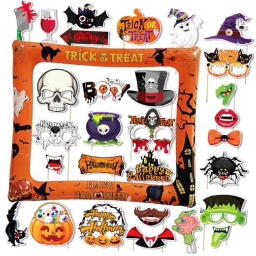Halloween Funny & Cute Inflatable Photo Booth Frame with 30 pcs Photo Props |