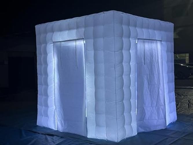 Portable Inflatable Photo Booth Enclosure (White, Two Whiet-8.2FTx8.2FTx8.2FT