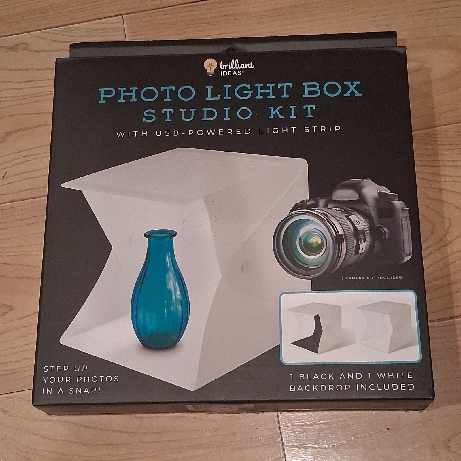 Brilliant Ideas Photo Light Box Studio Kit USB Light Tent, Black & White Backdr…