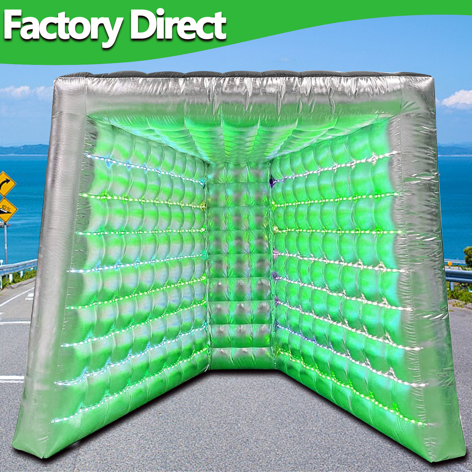 Inflatable Photo Booth Enclosure LED Backdrop Silver Wall for Glow Party Wedding