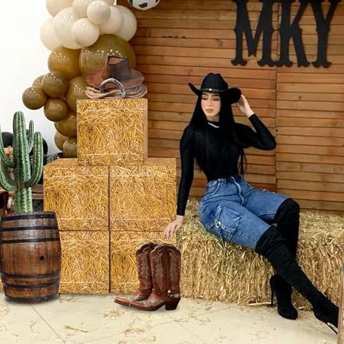 Pcs Cowboy Party Decorations Set, 6 Pcs Hay Bales Boxes and 4 Pcs Western 10