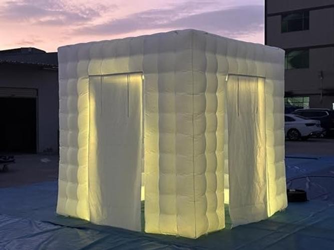 Portable Inflatable Photo Booth Enclosure (White, Two Whiet-8.2FTx8.2FTx8.2FT