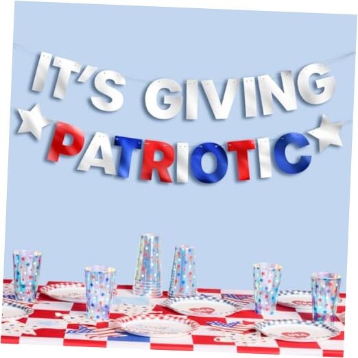 It’s Giving Patriotic Banner | 5 Ft. | 4th of July Garland, USA Decorations,