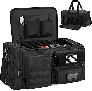Tactical Pistol Range Bag with Mag Slots and Extra Storage