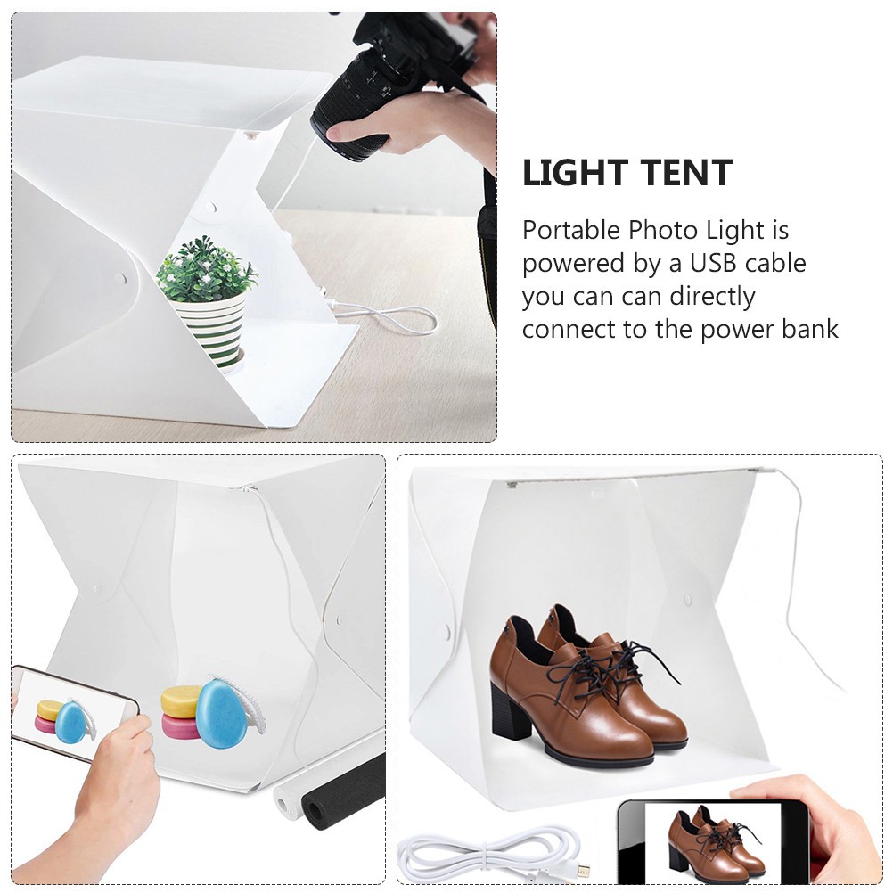 1Set Small Light Box Portable Photo Studio Tent with LED Lights for Home Use