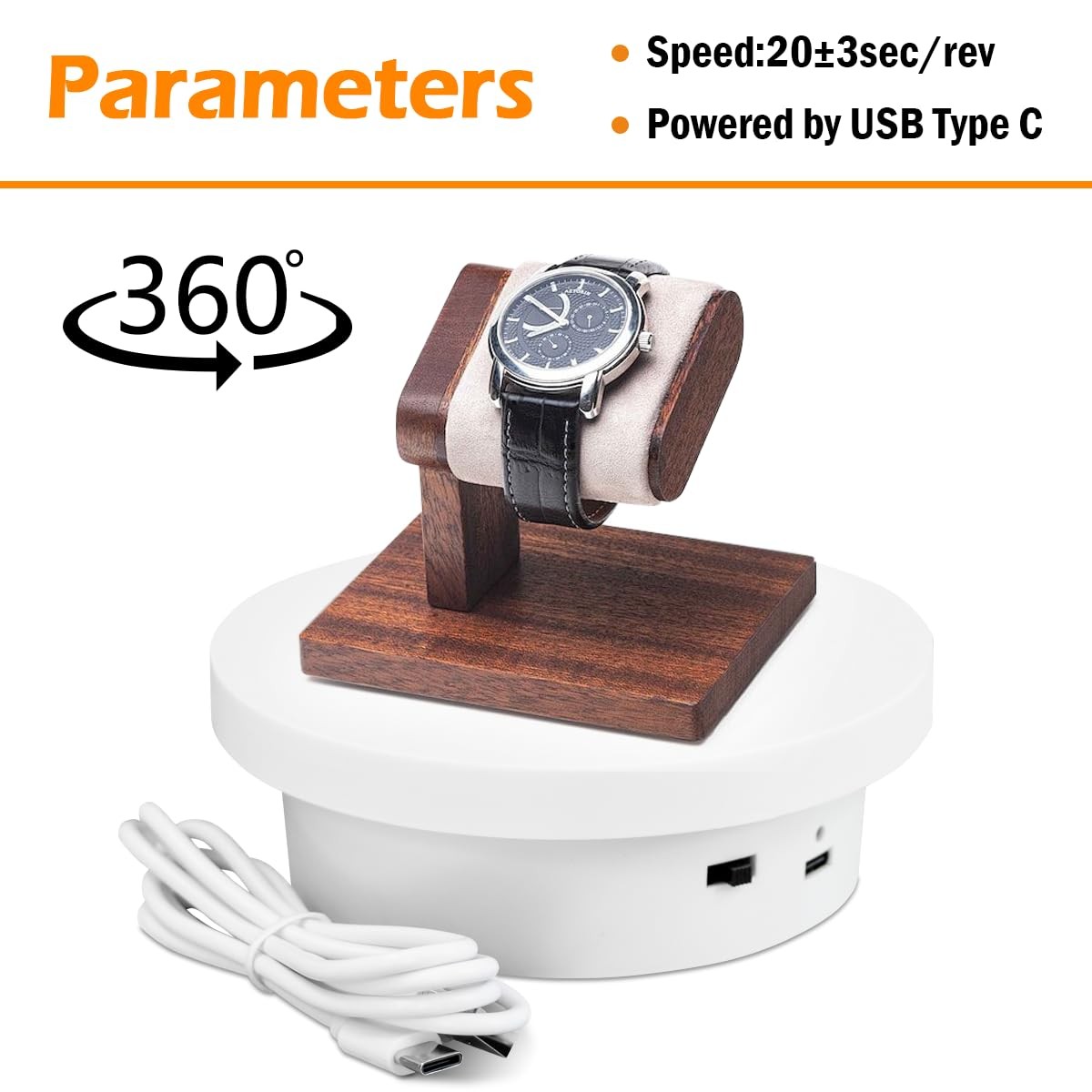 Motorized Rotating Display Stand 5.1in/11lbs, Cup Display Turner