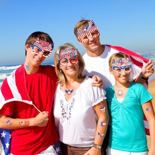 Qpout 250th Anniversary USA Decorations Set, Patriotic Party Supplies with 2