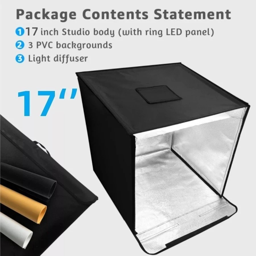 16×16″ Large Portable LED Photo Light Box Shooting Tent Photography Studio Fast