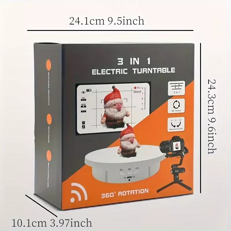 360° Rotating Photography Turntable Display Stand w/ Remote – Electric, LED, 10″