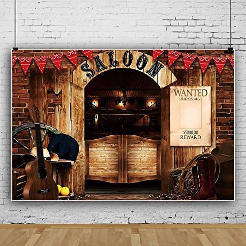 Vintage West Saloon Backdrop,Retro Western Cowboy Background Western 10x8ft