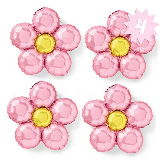 Light Pink Flower Balloon Set – 4 pc | Groovy Birthday Decorations,