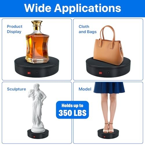 Motorized 360 Rotating Turntable, 12.6″ Display Stand, 350lbs Capacity, Remote C
