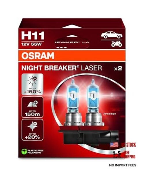 NIGHT BREAKER LASER +150% Brighter Halogen Headlight Lamp, 64211NL 2 Lamps H11