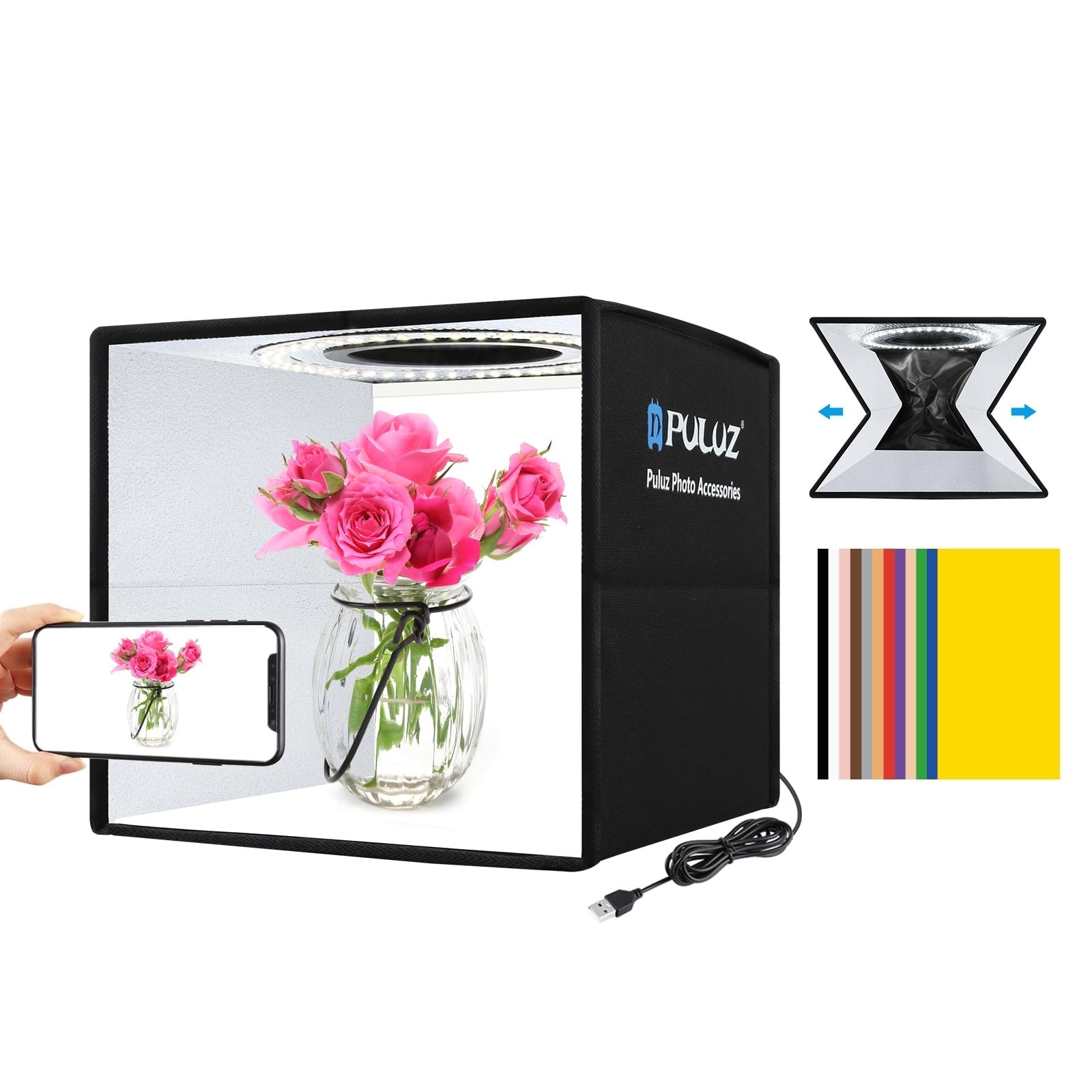Portable Photo Light Box, 10″x10″ Professional Dimmable 10*10 Inch, Black