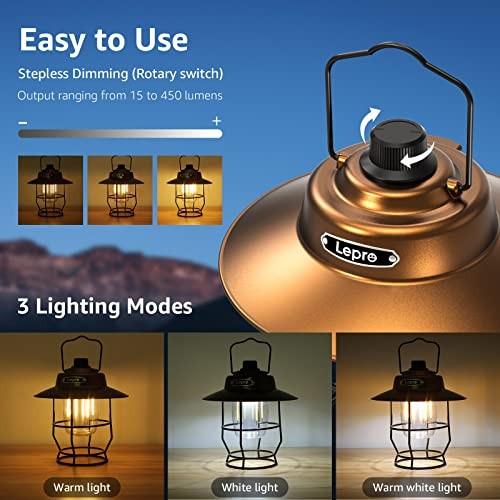 Vintage LED Camping Lantern Rechargeable, Power Bank, Christmas Decorations,