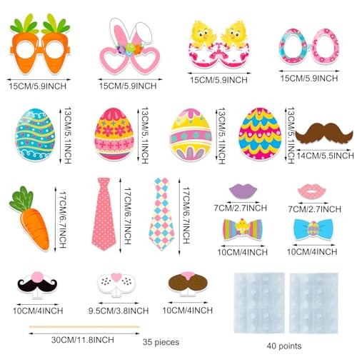 Easter Party Decorations Happy Easter Photo Booth Props Kit Cute Eggs Bunny