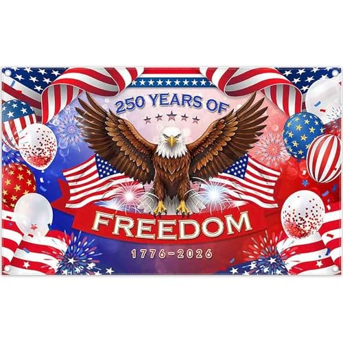 72x43inch 250 Years America Backdrop Eagle 1776-2026 Freedom 250th Anniversary
