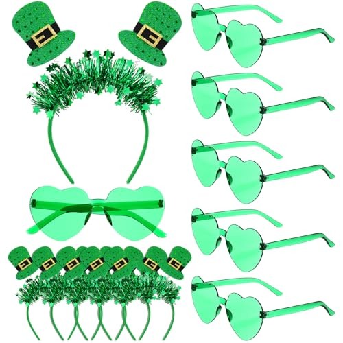 St. Patrick’s Day Headbands Glasses Set Green St Patricks Day Party 12 Ireland