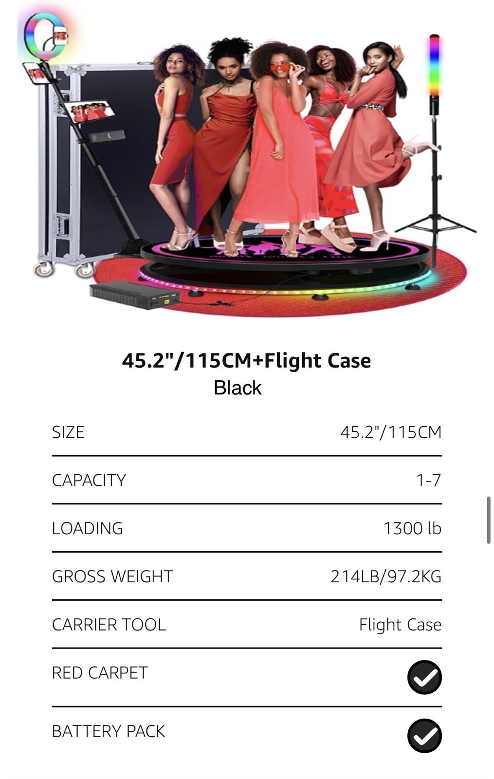 360 photo booth 45.2”/115cm + Black