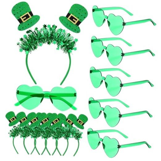 St. Patrick’s Day Headbands Glasses Set Green St Patricks Day Party 12 Ireland