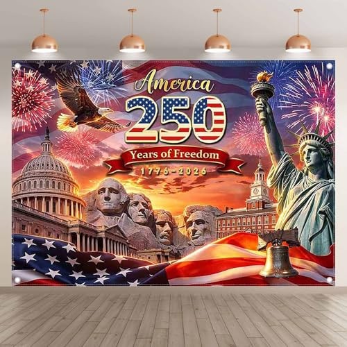72x43inch Fabric 250 Years America Backdrop Statue of Liberty 250th