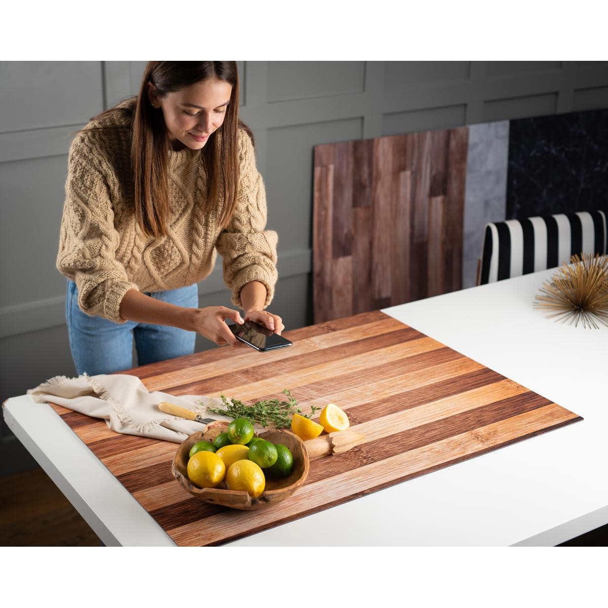 V-FLAT WORLD Duo Board – 30×40″ Double Sided Surface Board, Aged Cutting Board/B