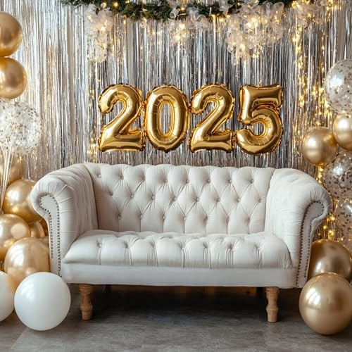 Streamers Tinsel Backdrop 8.2FT Metallic Tinsel Foil Fringe 3pcs Silver