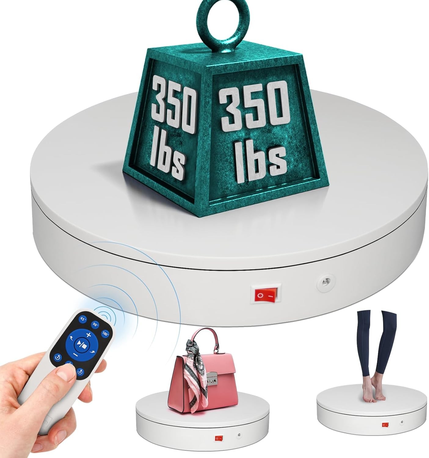 12.6Inch/350lbs Capacity Large Rotating Platform,Remote Rotating Display Stand