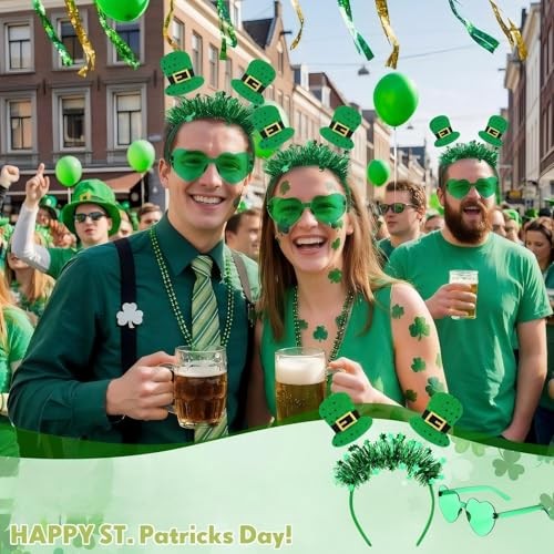 St. Patrick’s Day Headbands Glasses Set Green St Patricks Day Party 12 Ireland