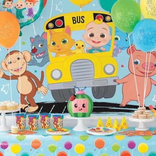 Cocomelon Multicolor Photo Booth Backdrop – 60″ x 48″ (1 Pc.) | Perfect for