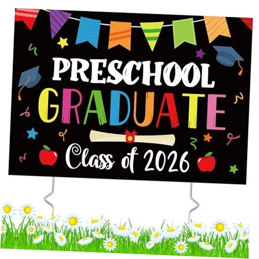 Grad Yard Sign Class of 2026 Kindergarten Graduate Lawn Sign with Preschool