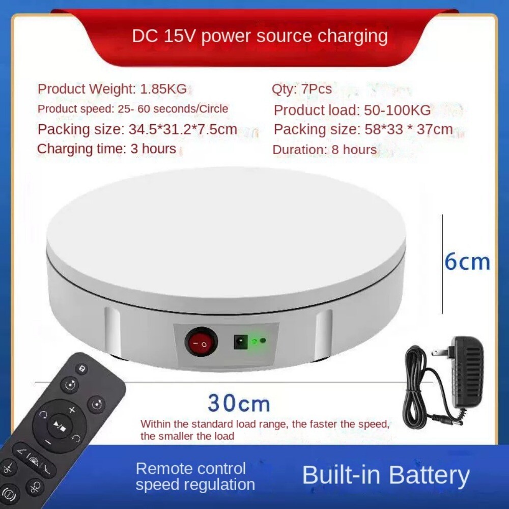 30CM Motorised Rotary Table Photo Display Stand with Remote Speed Control