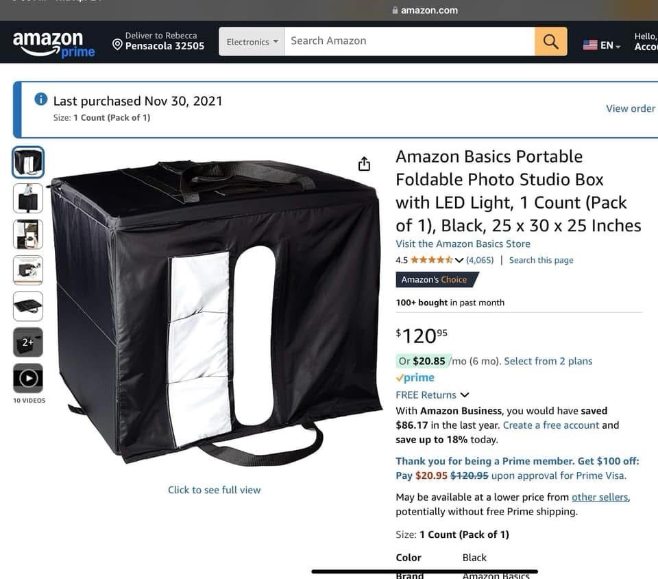 Amazon Basics Portable Foldable Photo Studio Box with LED Light – 25 x 30 x 25in