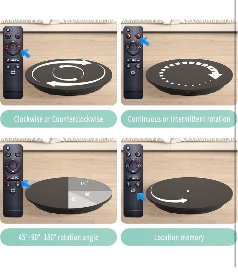 Motorized Rotating Display Stand 360° Electric Photography Turntable Remote
