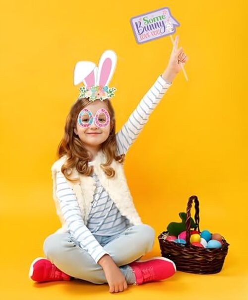 Easter Party Decorations Happy Easter Photo Booth Props Kit Cute Eggs Bunny