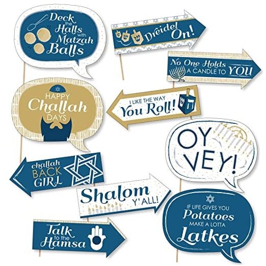 Funny Happy Hanukkah – Chanukah Photo Booth Props Kit – 10 Piece