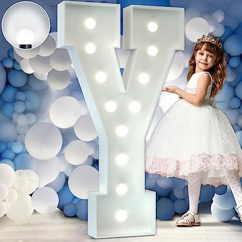 4FT Marquee Letter Lights, Cool White, Giant Letters ‘Y’ Letter Y 4FT White