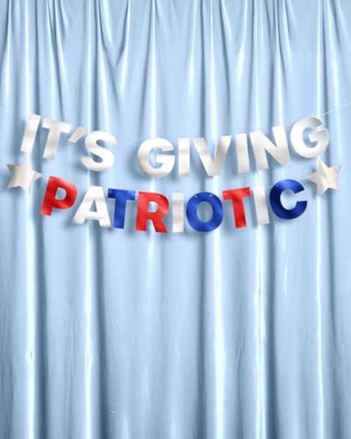 It’s Giving Patriotic Banner | 5 Ft. | 4th of July Garland, USA Decorations,