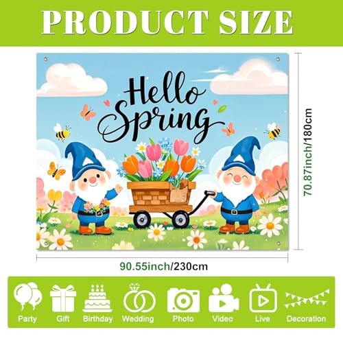 Spring Backdrop 8x6ft Hello Spring Garden Background Floral Floral Garden#3