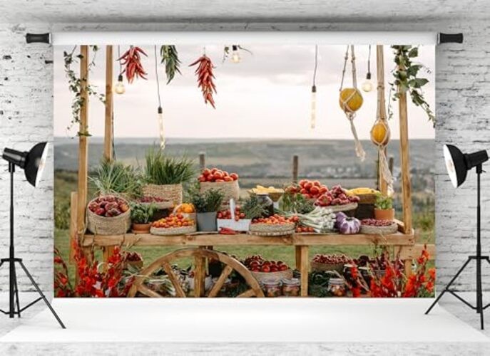 7x5ft Farmers Market Backdrop Fresh Produce Stall Vegetables 7x5FT AA-1978