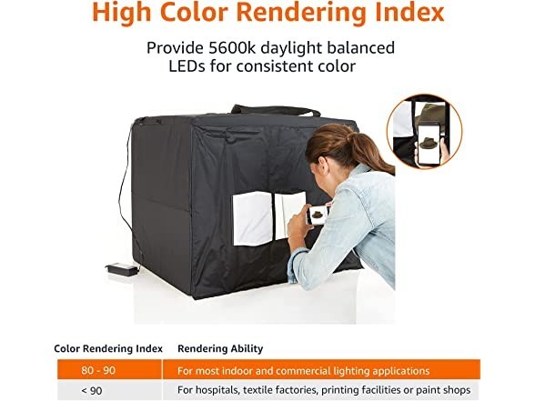 Amazon Basics Portable Foldable Photo Studio Light Box w/ LED – 25 x 30 x 25in