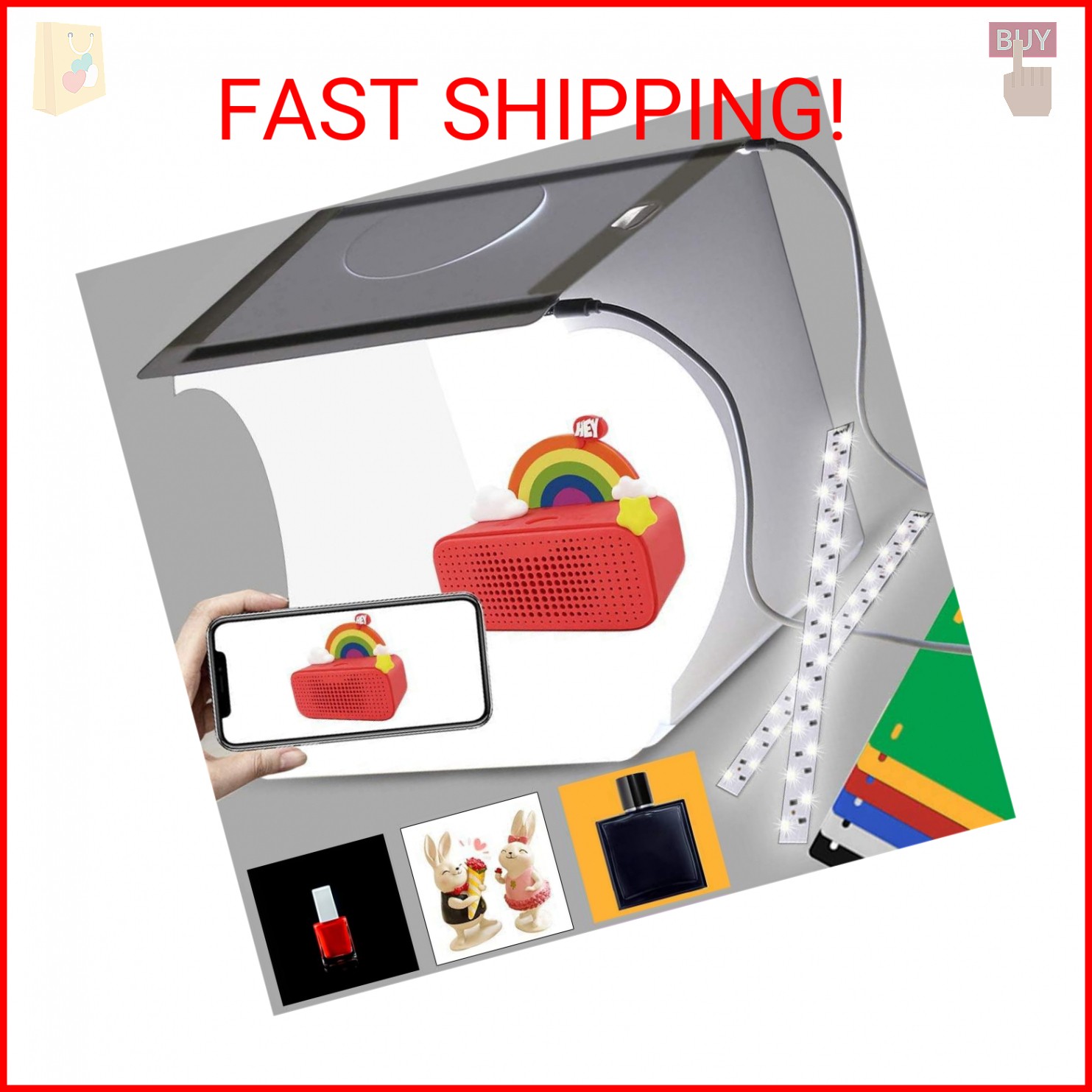 DUCLUS Mini Photo Studio Light Box,Portable Folding Photography Light Tent kit w