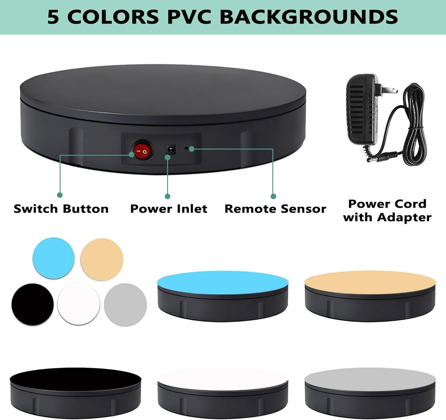 Professional 360° Remote Control Rotating Turntable – Quiet & Smooth Operation