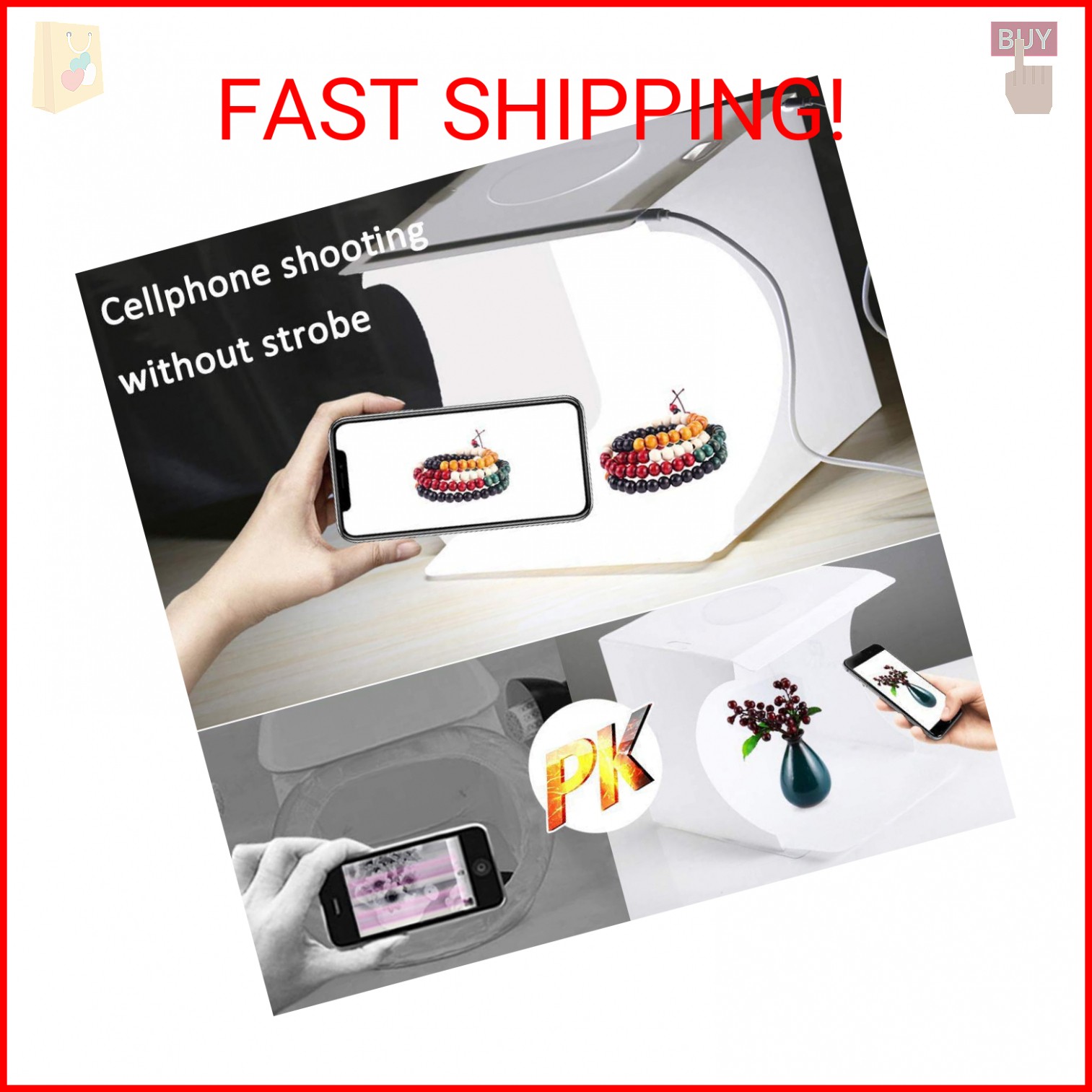 DUCLUS Mini Photo Studio Light Box,Portable Folding Photography Light Tent kit w