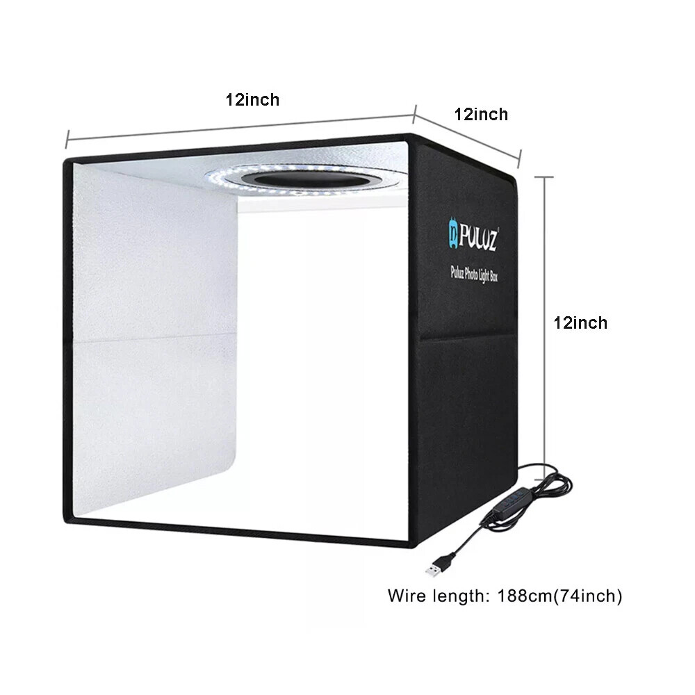 PULUZ 12″ Large LED Light Box Photo Tent Dimmable Photography Studio Shooting US