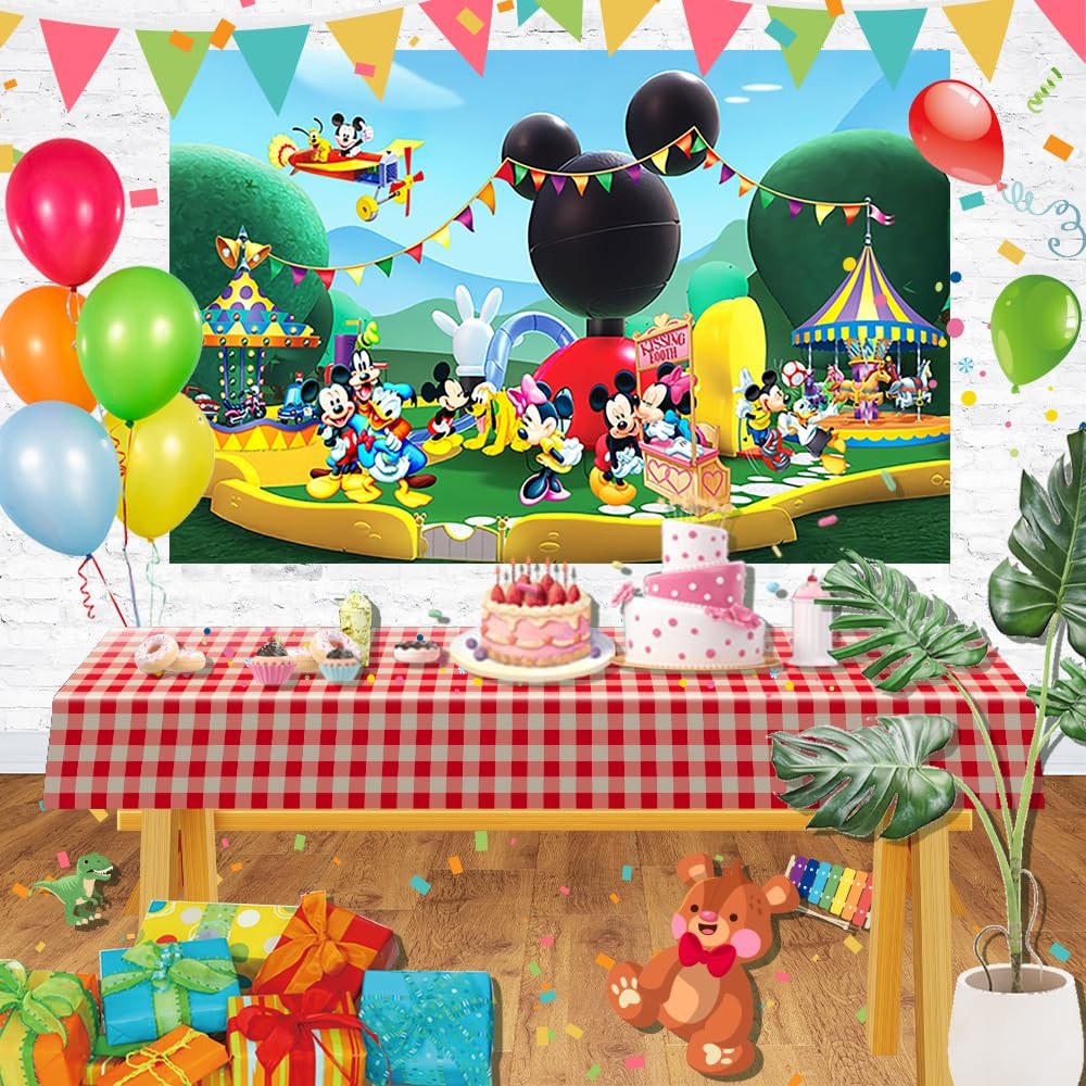 Clubhouse Birthday Backdrop for Party Decorations Background 5x3ft, Green