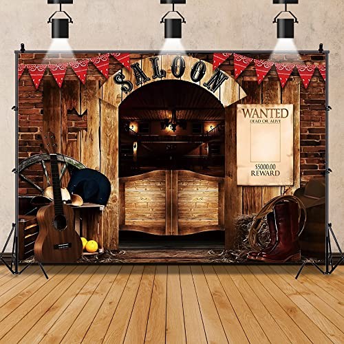 Vintage West Saloon Backdrop,Retro Western Cowboy Background Western 10x8ft