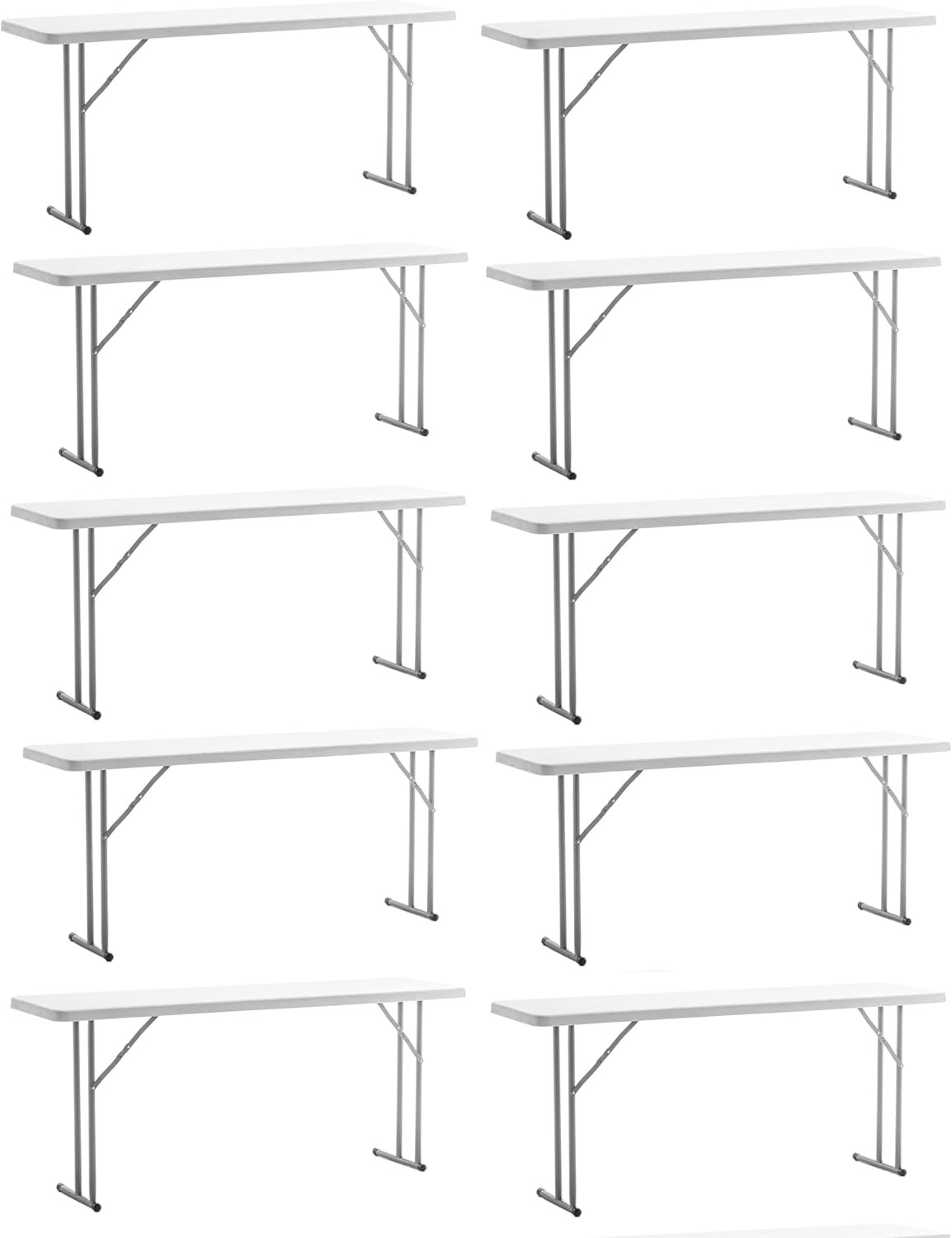 6-Foot – 72″ Long White Plastic Folding Seminar Training Table Portable 18″ Wide