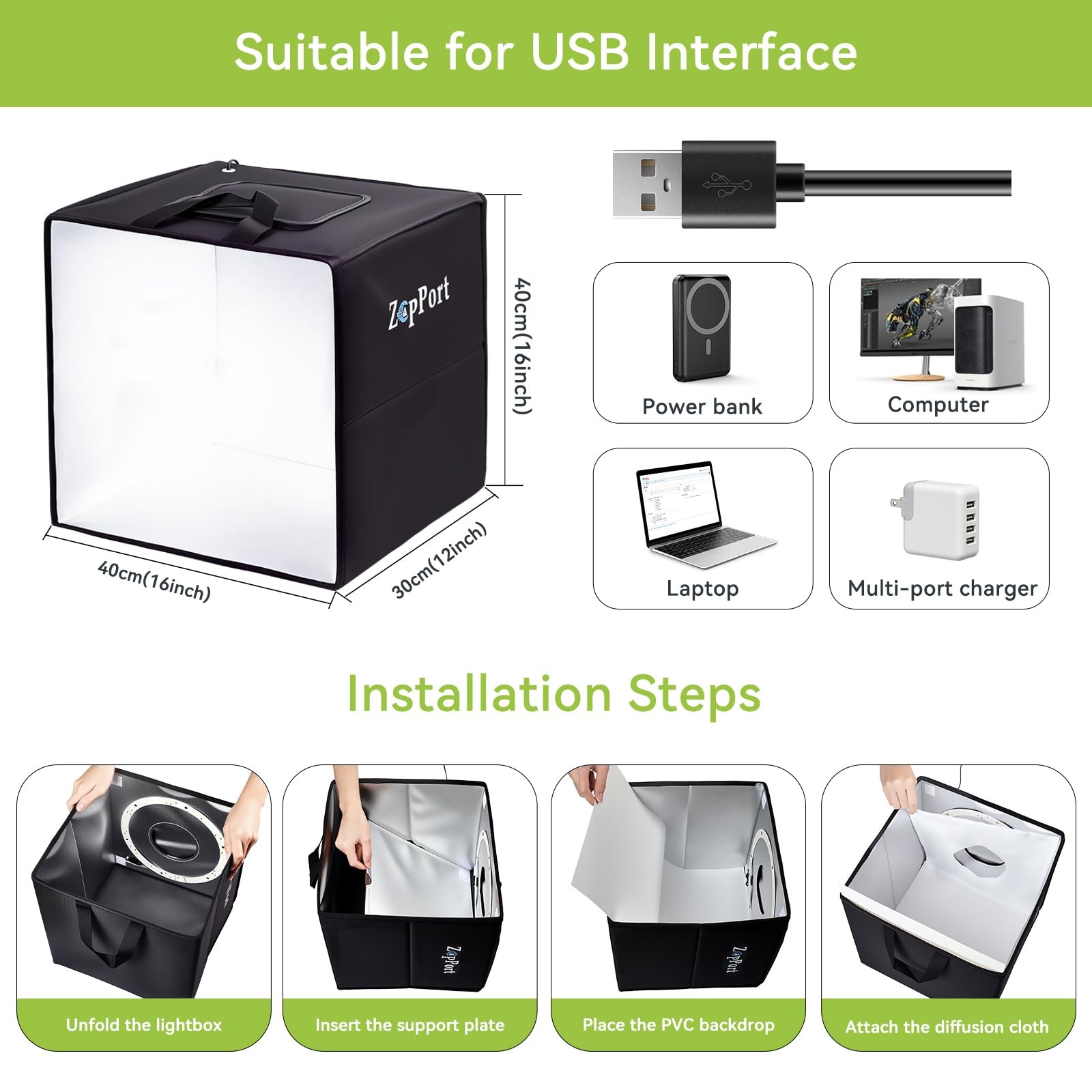 Photo Light Box Photography – 16″x16″ Studio Lightbox with 120
